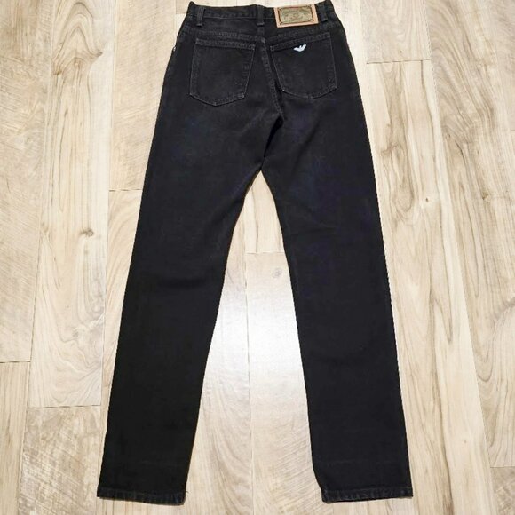 Vintage Armani Jeans 6 Womens 80s / 90s Straight High Rise Black Denim Usa 29x34 - Picture 10 of 16